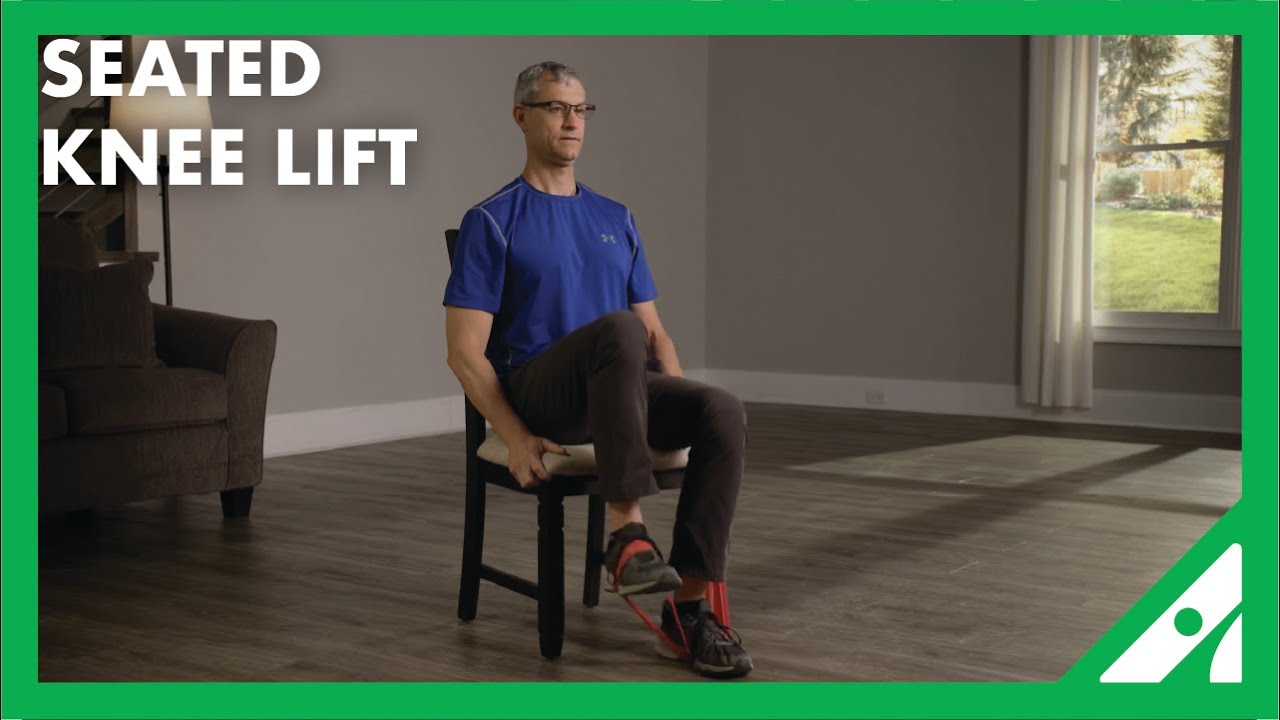 Seated Knee Lift With Resistance Band – Your Exercise Solution (YES)