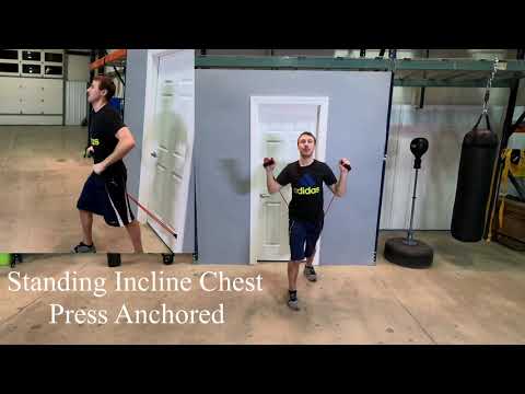 Standing Incline Chest Press Using Resistance Bands - Shoulder Exercise with Exercise Bands