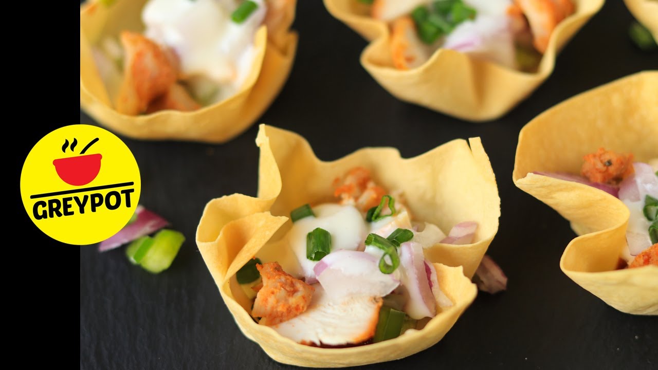 Chicken Wonton Cups Recipe | Spring Roll Wrapper Cups | Easy Chicken Appetizer Recipe