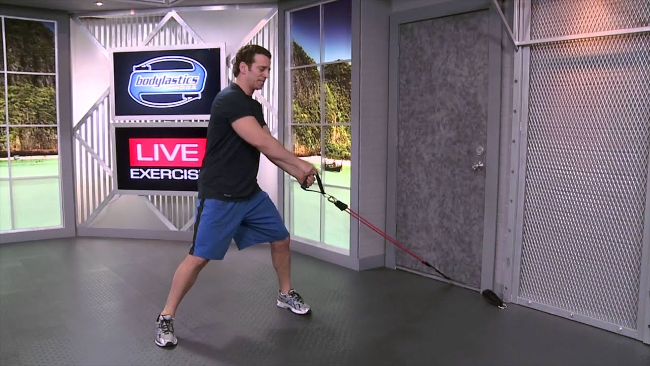 Standing One Arm Chest Fly Low with Resistance Bands